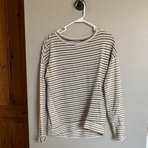 Lou & Grey Gray and White Striped Sweatshirt